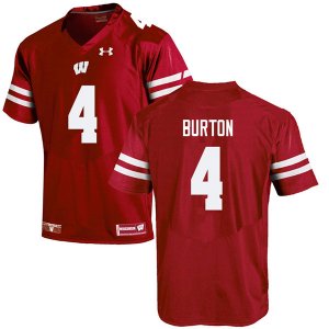 Men's Wisconsin Badgers NCAA #4 Donte Burton Red Authentic Under Armour Stitched College Football Jersey OE31H53AP